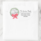 メリークリスマスリースラージ差出人住所 楕円形シール (バッグ)