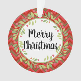 メリークリスマスリースレトロレッドクラシックラウンド オーナメント