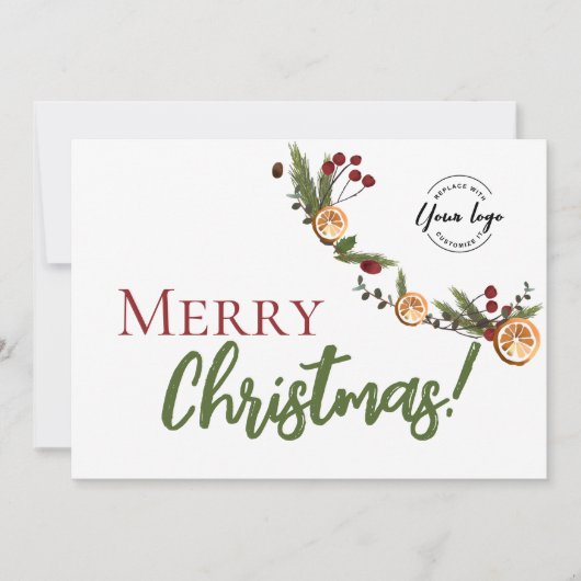 メリークリスマスリース乾燥オレンジのビジネスロゴ シーズンカード (正面)