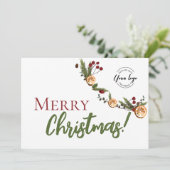 メリークリスマスリース乾燥オレンジのビジネスロゴ シーズンカード (スタンド正面)