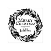 メリークリスマスリース名前をカスタムするウッドブロック ラバースタンプ (インプリント)