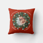 メリークリスマスリース家族の写真パーソナライズ クッション (裏面)