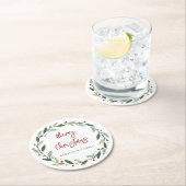 メリークリスマスリース手書き家族フェスティバル ラウンドペーパーコースター (インサイチュ)