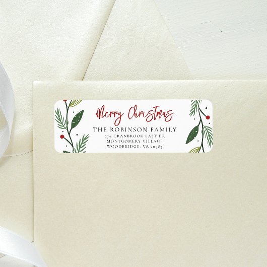 メリークリスマスリース手書き差出人住所 ラベル