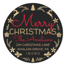 メリークリスマスリース素朴金ゴールドRSVPブラック