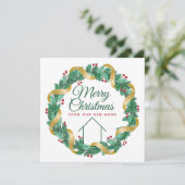 メリークリスマスリース美しい新しいホームアドレス シーズンカード (スタンド正面)