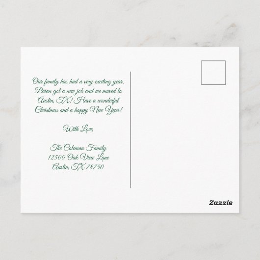 メリークリスマスリース美しい新しいホームアドレス ポストカード (裏面)