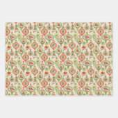 メリークリスマスリース金ゴールドオーナメントスターピジョン ラッピングペーパーシート (正面2)