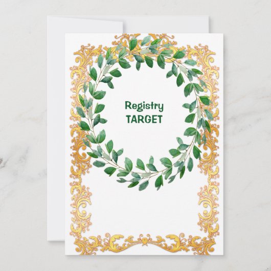 メリークリスマスリース金ゴールドフレームパーティの招待状 (裏面)