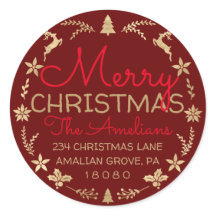 メリークリスマスリース金ゴールド素朴RSVPブルゴーニュ