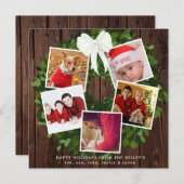 メリークリスマスリース5フォトスパーソナライズされたクエア シーズンカード (正面/裏面)
