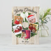 メリークリスマスリース5写真パーソナライズされた家族 シーズンカード (スタンド正面)