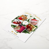 メリークリスマスリース5写真パーソナライズされた、金ゴールド 箔招待状 (回転した状態)