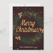 メリークリスマスリース |おもしろいペットの挨拶 シーズンカード (正面)