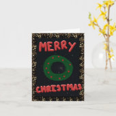 メリークリスマスリース カード (黄色い花)