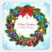 メリークリスマスリース スクエアシール (正面)
