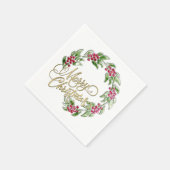 メリークリスマスリース スタンダードカクテルナプキン (角)