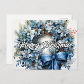 メリークリスマスリース |ハッピーホリデー ポストカード (正面/裏面)