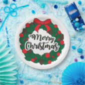 メリークリスマスリース ペーパープレート (パーティー)