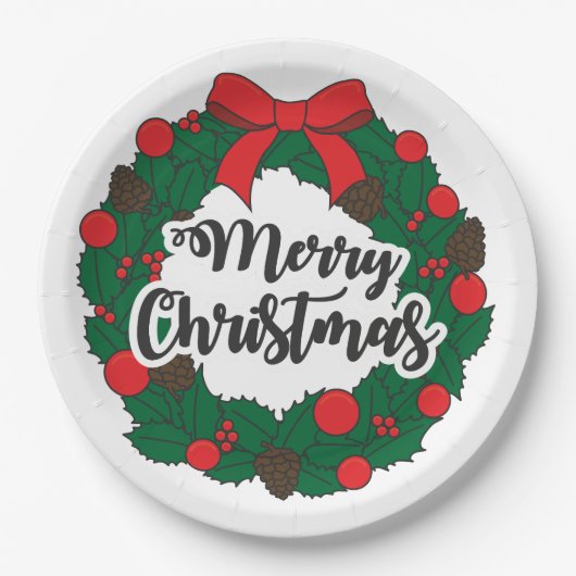 メリークリスマスリース ペーパープレート (正面)