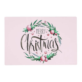 「メリークリスマスリース」ホリデーコースター ラミネート プレート