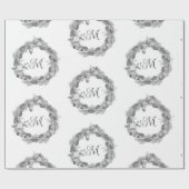 メリークリスマスリース モノクロ 黒白 ラッピングペーパー (フラット)