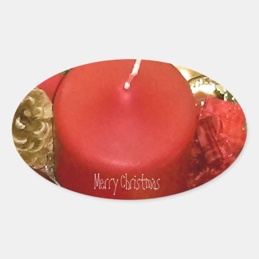 メリークリスマスリース 楕円形シール (正面)