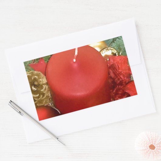 メリークリスマスリース 長方形シール (封筒)