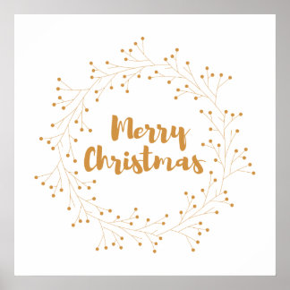 メリークリスマスリース – 黄金 ポスター