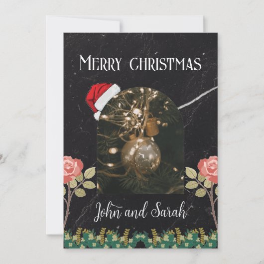 メリークリスマスリーフアーチフォトシック シーズンカード (正面)