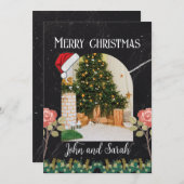 メリークリスマスリーフアーチフォトトレンディー シーズンカード (正面/裏面)