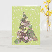 メリークリスマスリーフ抽象芸術ツリーホリデイ カード (黄色い花)