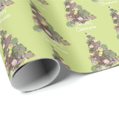 メリークリスマスリーフ抽象芸術ツリーホリデイ ラッピングペーパー (ロールコーナー)