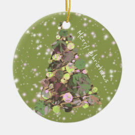 メリークリスマスリーフ抽象芸術ツリーホリデーカード セラミックオーナメント
