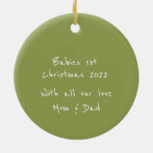 メリークリスマスリーフ抽象芸術ツリーホリデーカード セラミックオーナメント (裏面)