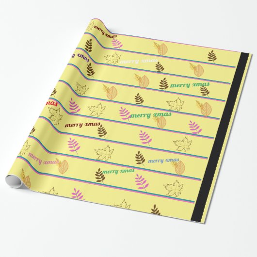 メリークリスマスリーフ ラッピングペーパー (アンロールド)