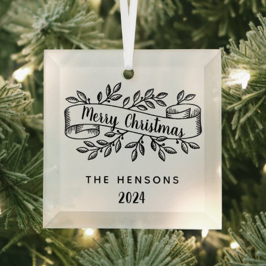 メリークリスマスリ素朴ボンの姓 ガラスオーナメント (インサイチュ)