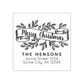 メリークリスマスリ素朴ボン家族の住所 ラバースタンプ (インプリント)