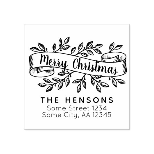 メリークリスマスリ素朴ボン家族の住所 ラバースタンプ (インプリント)