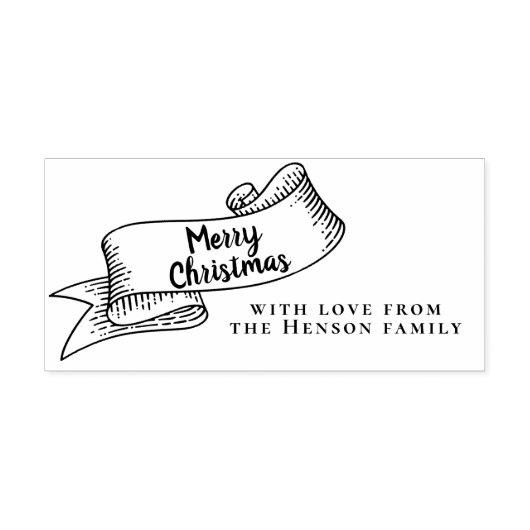 メリークリスマスリ素朴ボン家族の挨拶 ラバースタンプ (インプリント)