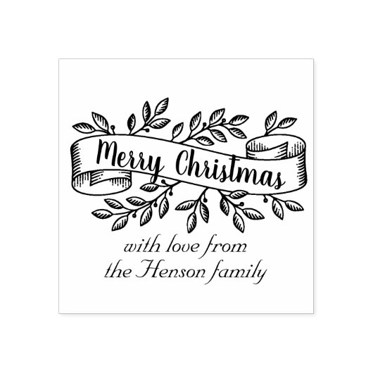 メリークリスマスリ素朴ボン家族の挨拶 ラバースタンプ (インプリント)