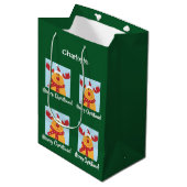 メリークリスマスルドルフのトナカイのパーソナライズ名 ミディアムペーパーバッグ (正面アングル)