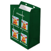 メリークリスマスルドルフのトナカイのパーソナライズ名 ミディアムペーパーバッグ (裏面アングル)