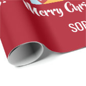 メリークリスマスルドルフのトナカイのパーソナライズ名 ラッピングペーパー (ロールコーナー)