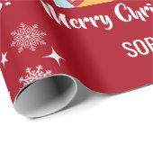 メリークリスマスルドルフのトナカイのパーソナライズ名 ラッピングペーパー (ロールコーナー)