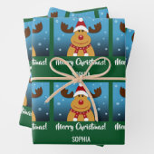 メリークリスマスルドルフパーソナライズされたトナカイ ラッピングペーパーシート (インサイチュ)