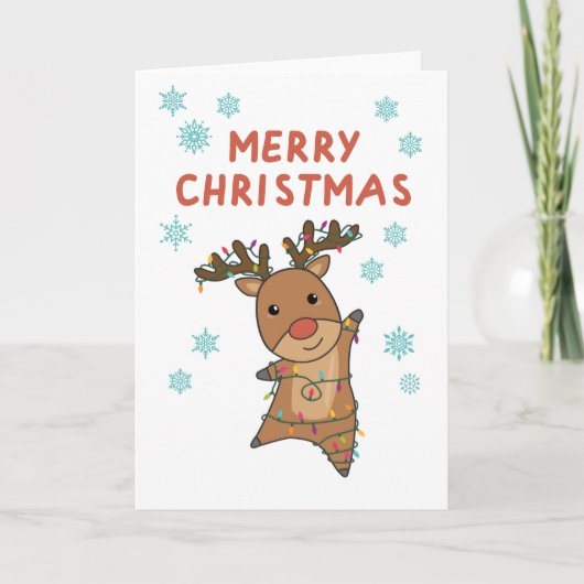 メリークリスマスルドルフ赤鼻トナカイ雪 カード (正面)