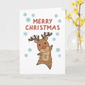 メリークリスマスルドルフ赤鼻トナカイ雪 カード (黄色い花)