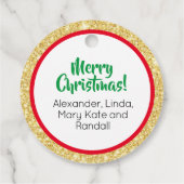 メリークリスマスルドルフ金ゴールドグリッターギフトラベル フェイバータグ (裏面)