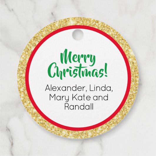 メリークリスマスルドルフ金ゴールドグリッターギフトラベル フェイバータグ (裏面)